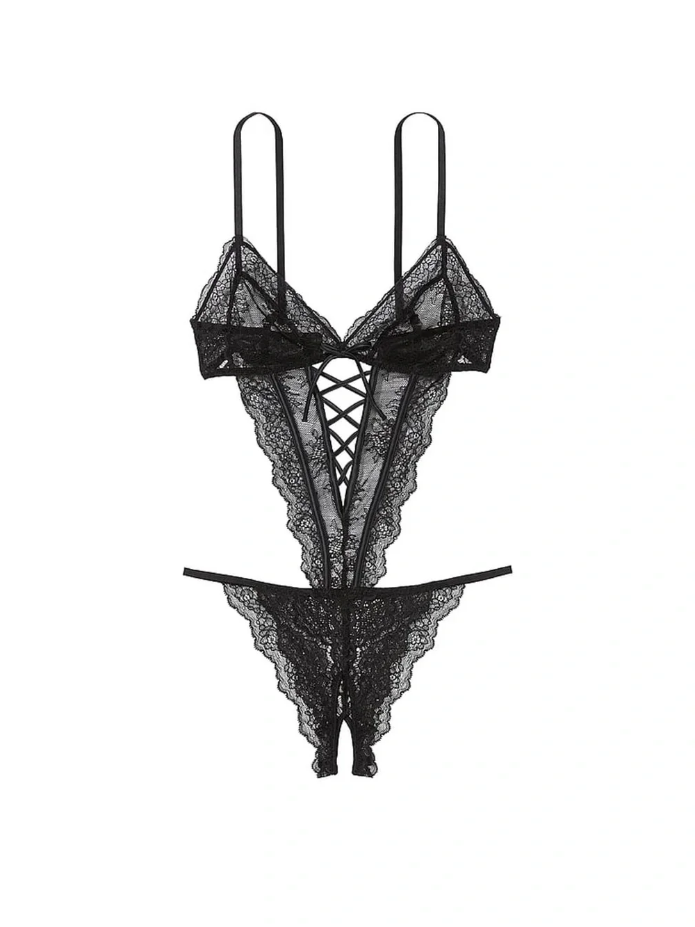 VS | Black Soft Cup Crotchless Bodysuit